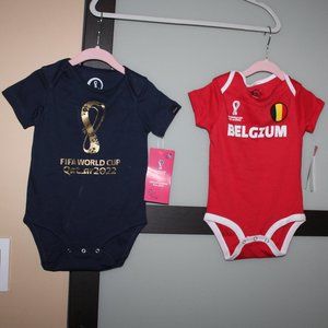 FIFA World Cup Qatar 2022 Baby Bodysuit 2 Lot - Size 18M / 24M - NWT